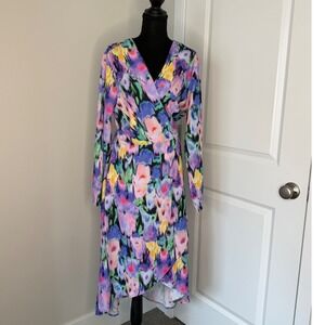 Twisted Wunder London Women's Multicolored Psychedelic Wrap Dressed Sz US 14